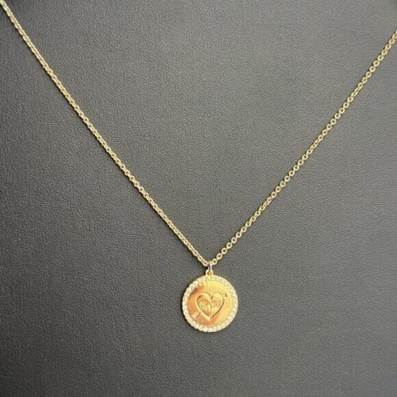 Kate Spade Mr & Mrs Bride Groom Wedding Round Crystal Pendant Necklace - Picture 2 of 6